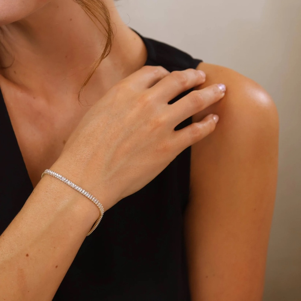 Baguette CZ Tennis Bracelet - 18k gold filled, eco-friendly, water-proof
